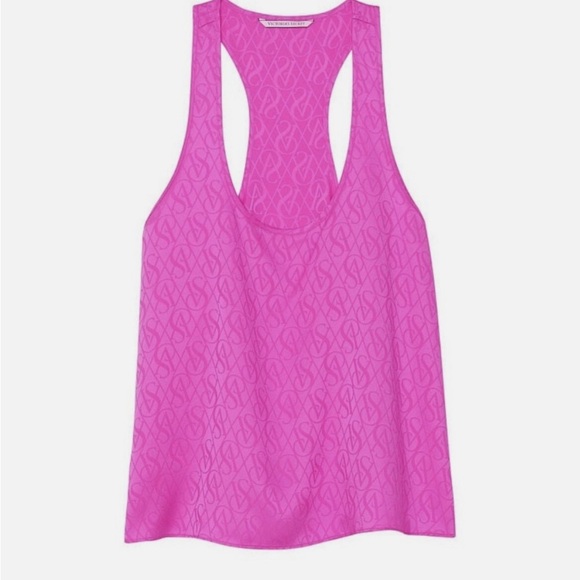 Victoria secret satin  racer back logo cami in Fushia size xL - Picture 13 of 14